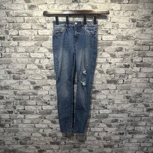 EUC REWASH New York Los Angeles Distressed Mid Rise Skinny Jeans Size 5/27
